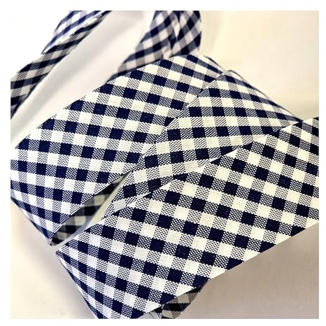 Schrägband, 5 m x 30 mm breit, marineblau, kariert, 5 m, einzeln gefaltet, Einfassung, Quilten, Nähen, Wimpelkette, Handwerk, Polster, Paspeln und Kleidungsstücke