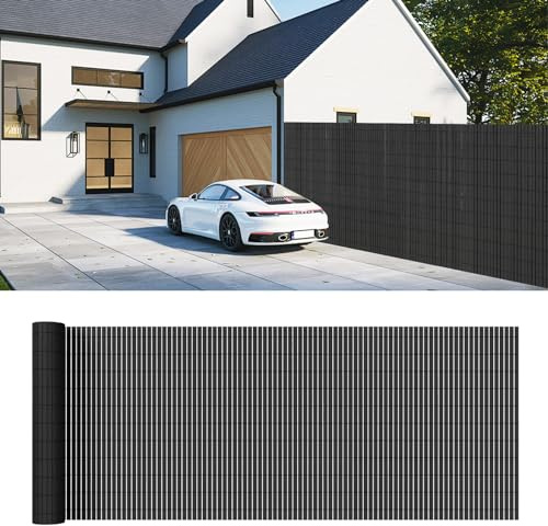 Kidsgigglz PVC Sichtschutzmatte Sichtschutz,Sichtschutzzaun mit Kabelbindern,Windschutz Wetterfest UV-Beständig,Verstärkte Lamellen,Balkonverkleidung für Garten Balkon und Terrasse,1.6X 5m,Anthrazit