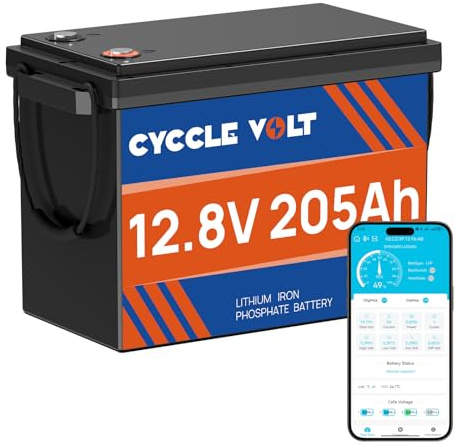 CYCCLEVOLT LiFePO4 Batterie 12V 200Ah(205Ah) mit 200A Bluetooth BMS, App-Steuerung, 8000+ Deep Cycle Batterie Perfekt für Wohnmobil, Trolling-Motor, Solaranlagen, Off Grid