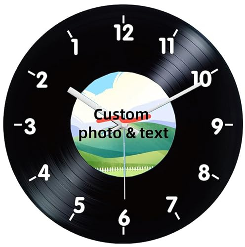 hadefa Personalisierte Schallplattenuhr, personalisierte Bild- und Textuhr, einzigartige individuelle Geschenke für Familien, Hochzeiten, Jubiläen und Abschlussfeiern