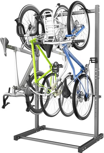 EVERHANGER Freestanding Bike Rack, Vertical Bike Rack Stand for Garage, Bicycle Storage Organizer, Holds Up to 4 Bikes