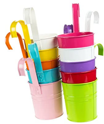 Happyyami 3st Haken Pflanztopf Hängender Pflanzentopf Gitter Anlage Wandpflanzer Pflanztrog Pflanzgefäße Für Fensterkästen Pflanzenkorb Hängende Kräutertöpfe Geländer Pflanzkisten Rattankorb