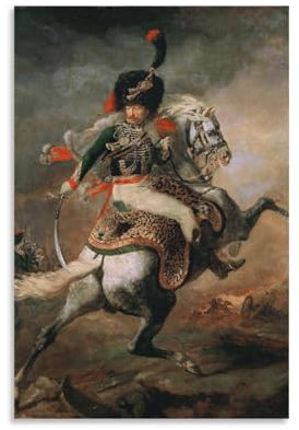 Poster Imperial Cavallerry Guard Officers Charge Théodore Géricault, französisches romantisches Poster, Gemälde auf Leinwand, Wandkunst, Poster, Wanddekoration, Heimposter, 20 x 30 cm