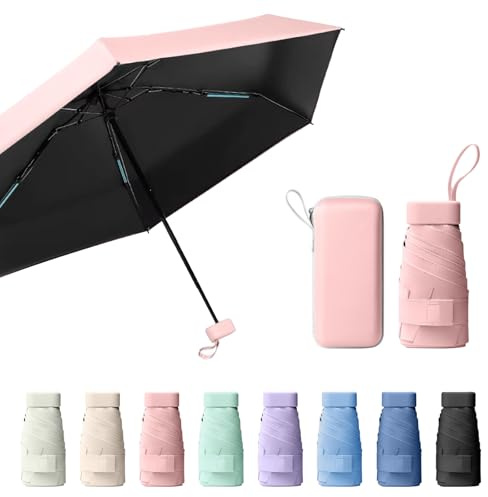 Sykrawki Reise-Regenschirm, Mini Regenschirm, Kleiner UV-Regenschirm, Winddichter Regenschirm Mit Kapselhülle, Tragbarer Taschenschirm Für Männer Und Frauen