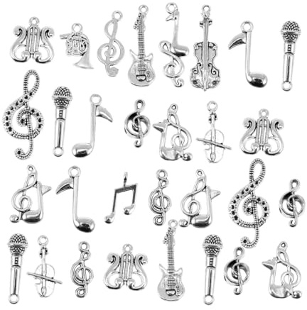 Operitacx Musiknoten Charms Anhänger Aus Legierung 70 Stück Für Diy Schmuckherstellung Halsketten Armbänder Kreative Dekorationen 0.79X0.39X0.04In