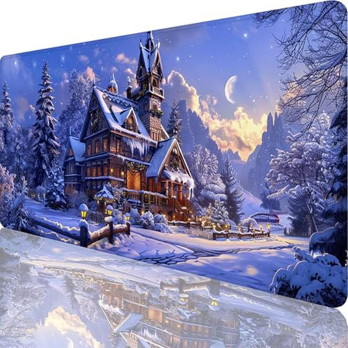 Tapis de Souris Gamer 1500x800x3 mm, Grand Tapis de Souris Bleu, Petite Ville Mouse Pad Imperméable et Antidérapant, Multifonction Grand Sous Main Bureau pour Clavier et Souris, Gamer Decoration 12-5i