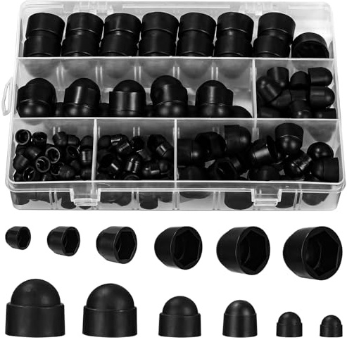 160 Pièces Cache Ecrou, M4/M5/M6/M8/M10/M12 cache vis, Ecrou Protection Hexagonal, Boulons Capuchon Écrou de Boulons, Cache Boulons Capuchon à Vis