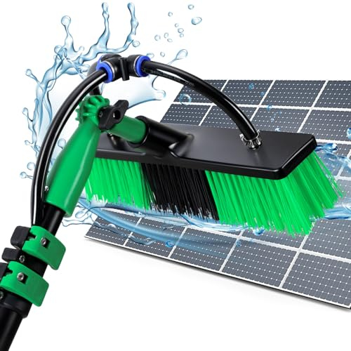 Eikuavons Teleskop Waschbürste 4,8m, Waschbürste mit Teleskopstiel aus Aluminium, 2-in-1 Teleskopbürste mit Wasseranschluss, Terrassendach Reiniger, Teleskopstange Fensterreinigung