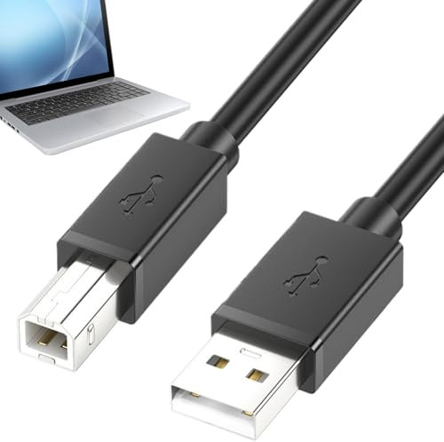 Cable De Impresora | Cable USB A A A B | Cable USB 2.0 De Alta Velocidad De 7 Pies De Largo Macho A A A B Para Datos Fiables Entre Computadora, Ordenador Portátil, Teclado, Impresora Para