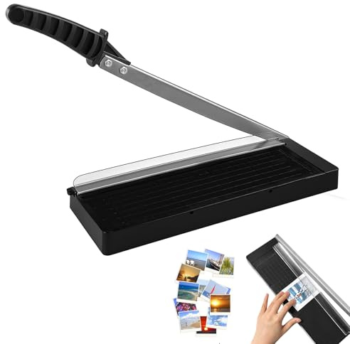 Papierschneider A4, 34cm Papierschneidemaschine bis zu 8 Blätter A4-B7, 3 in 1 Manueller Paper Cutter Papier mit Sicherheitsschutz und Klingenverriegelung,Stanzmaschine, für Papier Fot Scrapbookin