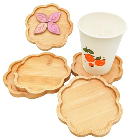 4 sottobicchieri in bambù con mosaico, vassoi base vuoti per artigianato e forniture per mosaico fai da te, sottobicchiere per tazze da bere, sottobicchiere per piante, piatto artistico (forma a otto