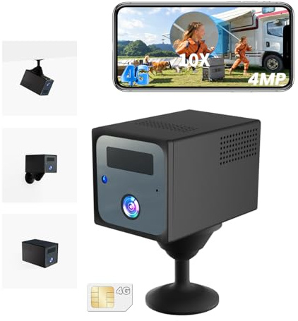 No WiFi Security Camera 4MP, 4G LTE Cellular Security Camera with SIM Card