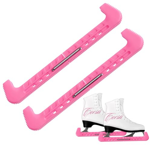 YUFFQOPC Kufenschoner Schlittschuhe, Verstellbarer Schlittschuh Schoner Eiskunstlauf Schlittschuhe mit Spring Eiskunstlauf Zubehör für Hockeyschlittschuhe, Rosa