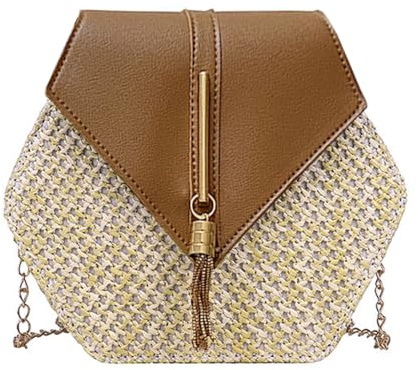 Titifeya Fashionable & Classic Straw Woven Bag Shoulder Bag Cross body Messenger Bag for Beach Holidays Travel Daily Outings