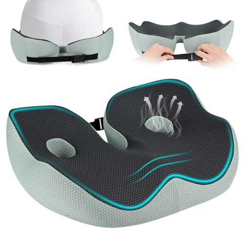 LustLocke Cojín ortopédico de espuma viscoelástica, cojín ergonómico en forma de U y diseño de doble agujero para alivio del coxis, para oficina, coche, silla de ruedas, ayuda a moldear la cadera