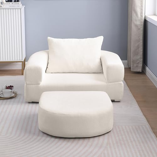 Ligterra Modulares Sofa, Boneless Couch, Zusammenklappbares Schlafsofa, Sofa mit Schlaffunktion, mit Kissen, Faltbare Matratze, für Wohnzimmer, Gästezimmer, Wohnung, 101×90×41cm (Beige)