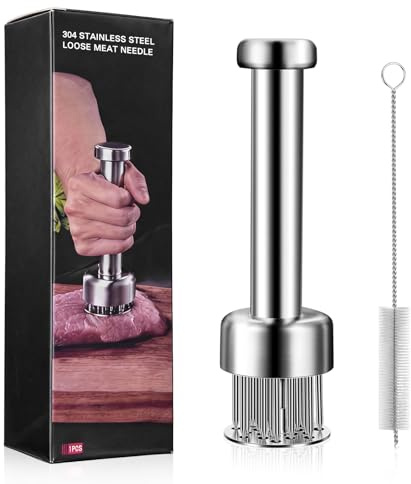 Stainless Steel Meat Tenderizer Tool, 304 Foodgrade Meat Tenderizer Tool with 21 Ultra-Sharp, Meats ttenderizer Mallet for Tenderizing Beef, Turkey, Dishwasher Safe, Kitchen Cooking Gadgets
