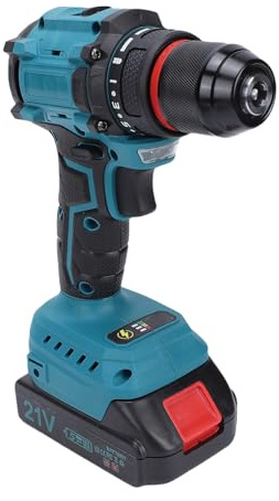 Luocute Taladro Inalámbrico 20V, Destornillador Eléctrico Motor Sin Escobillas, 2 Modos de Velocidad Par 55N.m, Embrague 25+1, 2 Baterías 1300mAh, con Luz LED, para Perforación Doméstica (Enchufe de