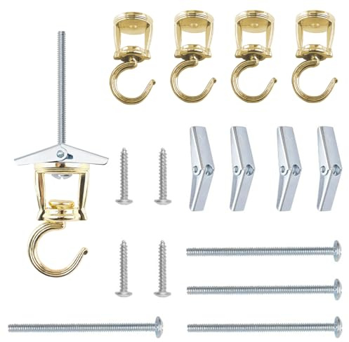 INCREWAY 4 ganchos giratorios de techo, ganchos de techo giratorios de alta resistencia, gancho de lámpara para colgar plantas de adorno y cesta de candelabro