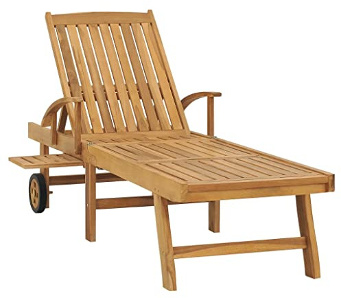Generico Lettino Prendisole in Legno Massello di Teak,Sdraio da Giardino
