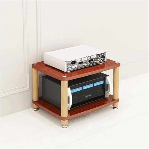 MDYHY Audio Rack 2/3/4 Tier Stereo Rack Audio Equipment Rack Wooden Audio Rack Cabinet AV Cabinet Resistent Stainless Steel Feet HiFi Rack(Brown,2 Tier)