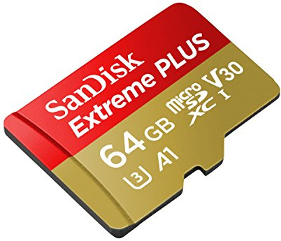 Tarjeta de Memoria SanDisk Extreme Plus 64 GB microSDXC para Smartphone, tabletas y cámaras MIL + Adaptador SD, Velocidad de Lectura hasta 100 MB/s, Clase 10, U3, V30 y A1