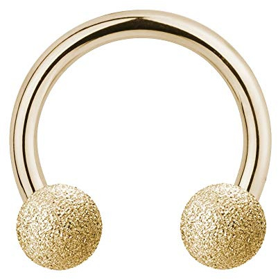 Treuheld® | Goldenes Piercing HUFEISEN in DIAMANT-OPTIK aus Chirurgenstahl - 10 Größen - sandgestrahlte Kugeln zum Schrauben - matt Gold - Septum Helix Tragus Nase Ohr Nippel Intim usw - CBR Barbell