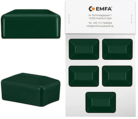 EMFA Capuchon pour poteau rectangulaire 80x60 mm Vert 5 pcs. 8x6 cm plastique Bouchons tube