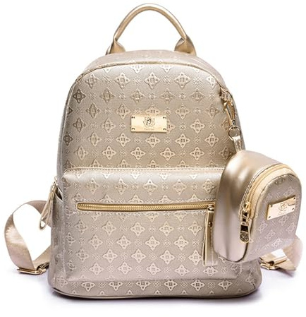 DEERWORD Damen Rucksack Handtaschen Elegant Anti Diebstahl Frau Stadtrucksack Henkeltaschen Tagesrucksack Gold