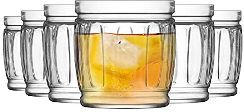 LAV Fiona Jam Jar Whisky Tumbler Glasses - 415ml - Pack of 6 Rocks Glasses/Whiskey Glasses