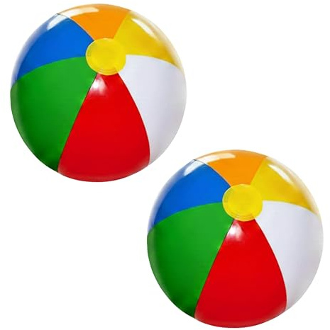 SHATCHI 2 x 40,6 cm Strandball, aufblasbar, Regenbogenfarben, Urlaub, Schwimmbad, Party, Spielzeug, aufblasbar, Sommer, Outdoor-Spiele