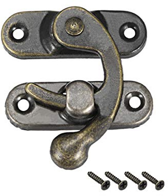 sourcing map 20 Stück Antiker Vintage Schnell Verschluss Rechte Riegelhaken | Haspe Riegel, Bronze, 42mm x 37mm, Schwingenriegel, Mit Schrauben