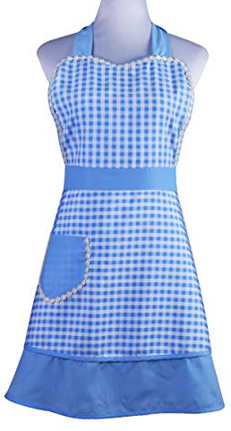 Niedliches, schönes, einzigartiges Design, für Damen, Mädchen, Damen, Retro-Schürze mit schicker Tasche zum Kochen, Küche, Blau