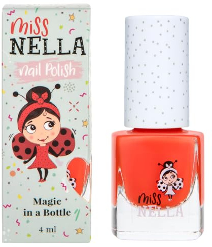 Miss Nella POPPY FIELDS- Spezieller Orange Nagellack für Kinder, Peel-Off-Formel, wasserbasiert und geruchsneutral