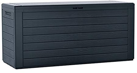rg-vertrieb Gartenbox Auflagenbox 280L Truhe Box Gartentruhe Holz-Optik Woode Kissenbox Gartenkasten (Anthrazit)