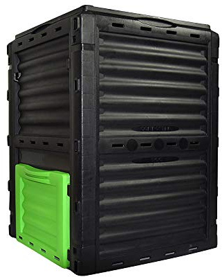 EJWOX 80 Gallon (300L) Large Capacity Static Compost Bin - Forest Green Outdoor Waste Composter with Easy-Access Hatch, Efficient Aeration System for Fast Organic Fertilizer, Sturdy Design