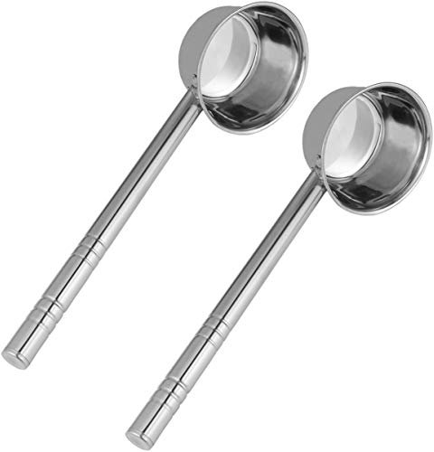 Cabilock 2pcs Stainless Steel Spoon Long Handle Scoop Soup Spoon for Kitchen Cooking Utensil
