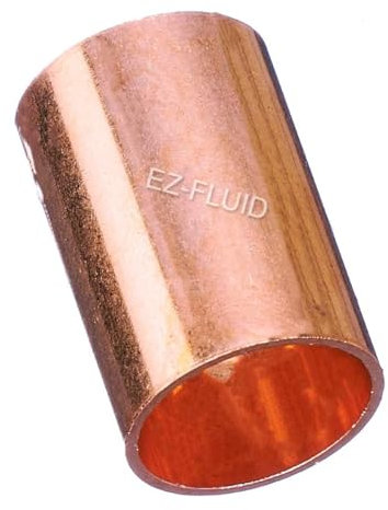 EZ-FLUID Plumbing 2 C X C LF Copper Slip Coupling Pressure Copper Fitting Without Stop,Sweat Solder Connection for Residential,Commercial. (1 Pack)