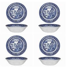 Churchill Cuenco para pasta de sauce azul de 9 pulgadas, juego de 4, fabricado en Inglaterra