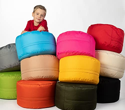 sunnypillow Sitzsack - Hocker rund 25 x 45 cm - Indoor & Outdoor - Runder Sitzpouf mit abnehmbarem Bezug - Sitzbank, Sitzhocker, Bodenkissen Bean Bag Puff - Dunkelgrün
