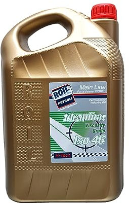 5 Litri di Roil Olio idraulico VG ISO 46 NUOVA FORMULA CON POLIMERO ELASTOMERO con più elasticità e durata delle parti in gomma, antischiuma e antiusura per sistemi oleodinamici e idrostatici