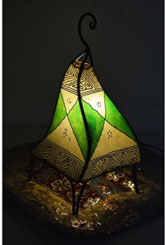 Floor Lamp Henna Goat Skin Handmade Decorative Decor SM Beige/Green