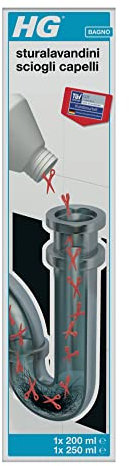 HG Sturalavandino Sciogli Capelli, Set di 2 Detergenti per la Rimozione dei Capelli dalla Doccia, Vasca da Bagno, Lavandino e Scarichi, 200 ml + 250 ml (667045108)