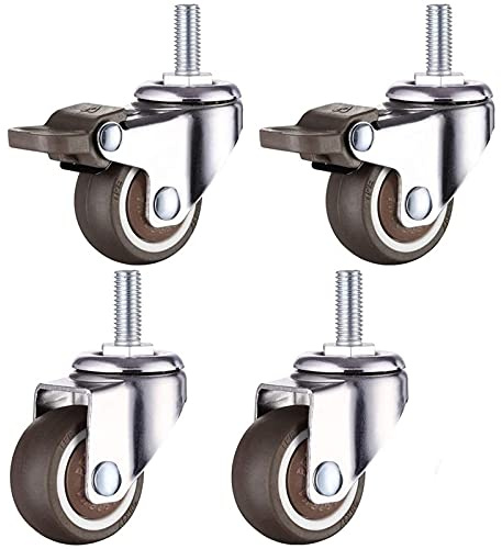 SBTXHJWCGLD 4 Ruedas para Muebles, Ruedas giratorias móviles de Goma TPE, Ruedas giratorias de 360 °, vástago roscado M6, Ruedas pequeñas para Muebles, sin Ruido, con Tornillo