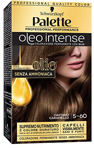 Schwarzkopf, Palette Oleo Intense, Colorazione Permanente con Olio, Tinta per Capelli, Crema Colorante Senza Ammoniaca, Copertura dei Capelli Bianchi, Tonalità 5-60 Castano Caramello
