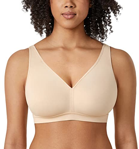AISILIN Kvinnors BH utan bygel Stora storlekar Comfy Sleep BH Full Cup Mjuk Bekväm Beige 95D