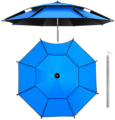 Ombrellone da Spiaggia Antivento Resistente Ombrellone da Giardino Più Dimensioni con Palo In Alluminio Rivestimento Tessuto Anti UV Regolazione A 360° (7 Colori)