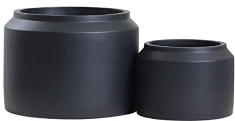 Olly & Rose Porto Plant Pots - Matt Black Ceramic Jar Design Plant Pots Indoor & Outdoor Set 2 Planters (Matt Black)