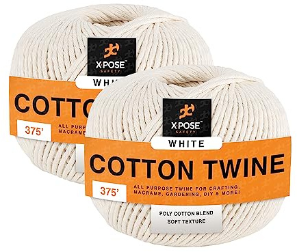 Cotton Twine - Food Grade Cotton String Ball - Bakers, Butchers Twine for Meat, Cooking Twine for Rotisserie, Kitchen - Natural White String Line for Crafts, Gift Wrapping Pack of 2