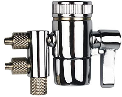 PAROAD 2-Wege 1/4 Zoll OD Verchromtes Wasserhahn Umstellventil für Arbeitsplatte Wasserfilter, Wasserreiniger, RO Umkehrosmose Filter,Schlauchhahn-Adapter